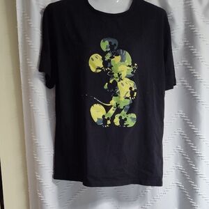 Disney Black Short-Sleeve Tee with Yellow and Green Mickey Camo